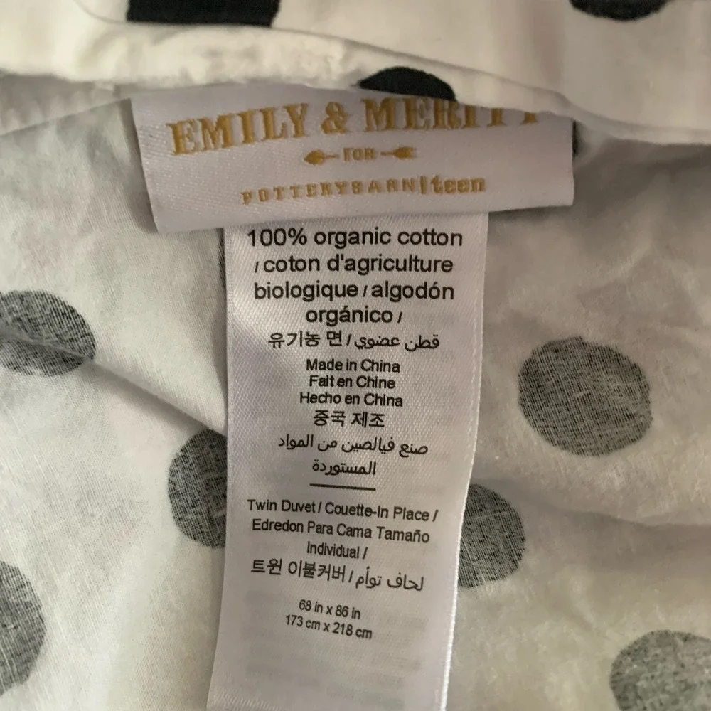 Pottery Barn Emily Meritt Stripe Polka Reversible Duvet Twin
